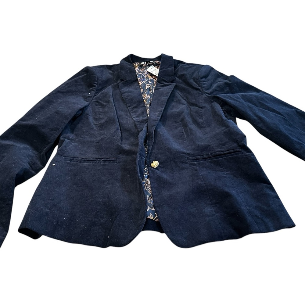 Versona Corduroy Blazer Jacket navy Blue  size‎ 12 NWT
